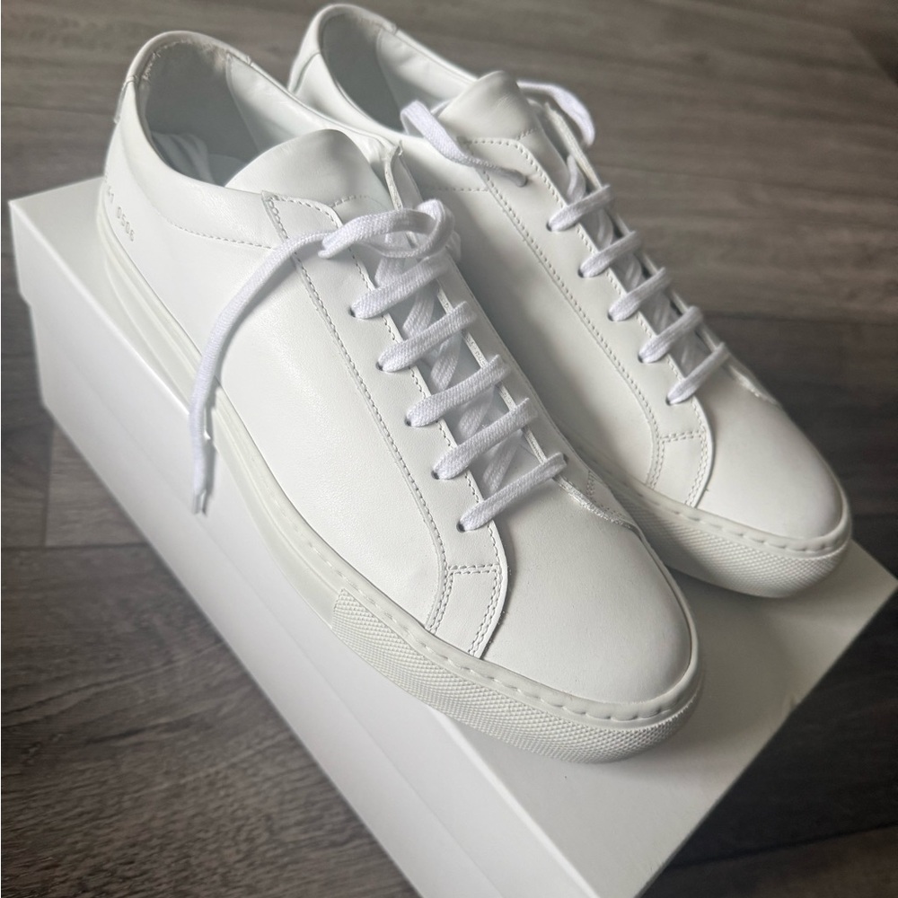 Common Projects White Leather Athletic Shoes